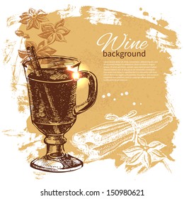 Mulled vintage background.  Hand drawn illustration 