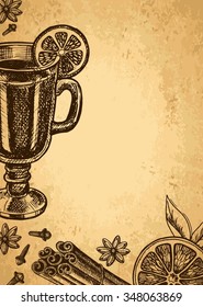 Mulled vintage background. Hand drawn illustration