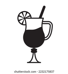 Mulled wine black and white flat style icon. Vector illustration on white background