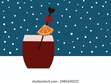 Mulled wine christmas party card - vector illustration