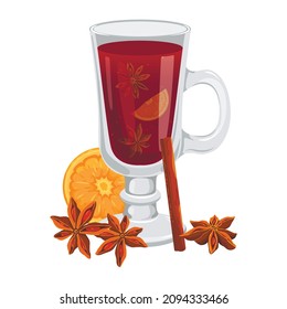Mulled wine. Christmas warming drink. Spicy drink glegg, grog.