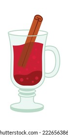 Mulled wine with cinnamon stick flat icon Alcohol drink