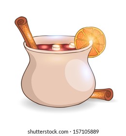Mulled wine with cinnamon vector illustration 