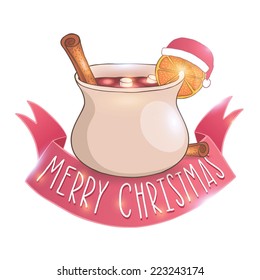 Mulled wine with cinnamon vector illustration