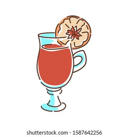 Mulled wine color line icon. A beverage usually made with red wine along with various mulling spices. Pictogram for web page, mobile app, promo. UI UX GUI design element.