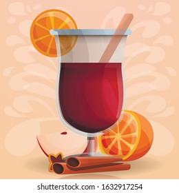 Mulled wine concept background. Cartoon illustration of mulled wine vector concept background for web design