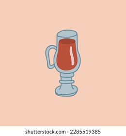 Mulled wine in a cup. Mulled wine with cinnamon.Vector in cartoon style. All elements are isolated