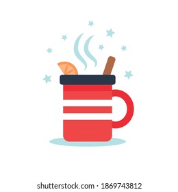 Mulled wine cup, isolated on whiteCute vector illustration in flat style
