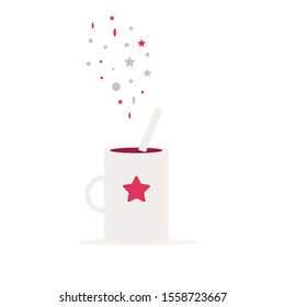 Mulled wine flat style christmas drink with on white background. Vector illustration.