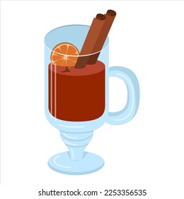 Mulled wine in a glass cup. vector illustration on a white background
