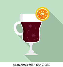 Mulled wine glass icon. Flat illustration of mulled wine glass vector icon for web design
