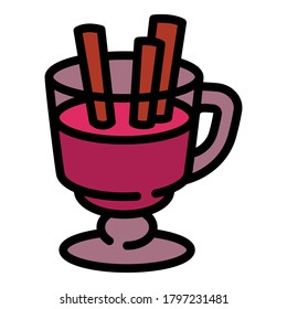 Mulled wine glass icon. Outline mulled wine glass vector icon for web design isolated on white background