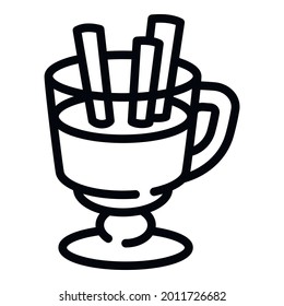 Mulled wine glass icon. Outline mulled wine glass vector icon for web design isolated on white background