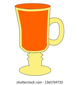 Mulled wine with glass and ingredients. Isolated on white background. Hand drawn