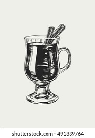 Mulled Wine Hand Drawn Drink Vector Illustration