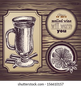 Mulled wine. Hand drawn illustration 