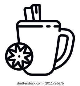 Mulled wine hot cup icon. Outline mulled wine hot cup vector icon for web design isolated on white background