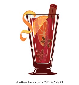 Mulled wine icon cartoon vector. Hot drink. Red fruit spice