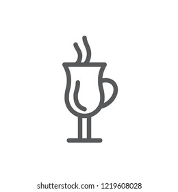 Mulled wine icon with editable stroke isolated on white background - pixel perfect outline symbol of hot drink in glass for autumn or winter seasonal design in line art.
