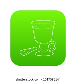 Mulled wine icon green vector isolated on white background