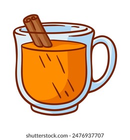 Mulled wine illustration. Delicious autumn hot drinks.