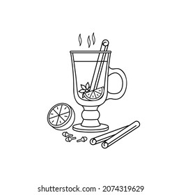 Mulled wine with ingredients vector icon illustration
