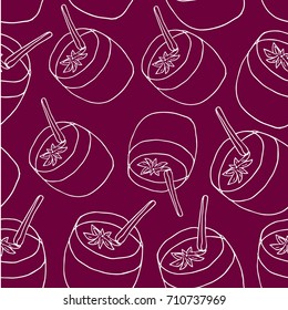 Mulled wine with orange peel vector illustration. Autumn drink. Doodle style. Design icon, print, logo, poster, symbol, decor, textile, paper, card. 