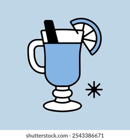 Vino caliente con rodaja de naranja y Vector de canela aislado icono. Signo de invierno. Símbolo del gráfico para el diseño del Sitio web y de los App del viaje y del turismo, logotipo, App, UI