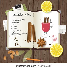 Mulled wine recipe in a cook book