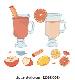 MULLED WINE SET Christmas Vector Illustration Set for Print, Greeting and Decoration