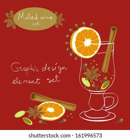 Mulled wine , set of vectors graphic elements for designer