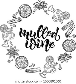 mulled wine vector decorative element for winter Christmas design