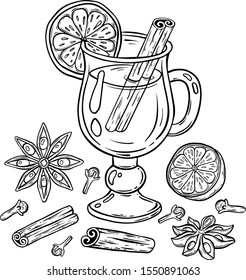 mulled wine vector illustration.