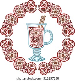 Mulled wine. Vector illustration.