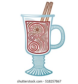Mulled wine. Vector illustration.