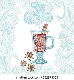 Mulled wine. Vector illustration.