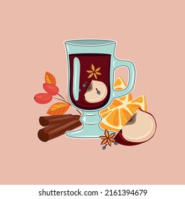 Mulled wine. Warm autumn atmosphere.
High quality vector illustration.