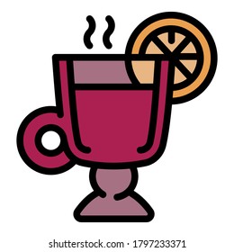 Mulled wine winter cup icon. Outline mulled wine winter cup vector icon for web design isolated on white background