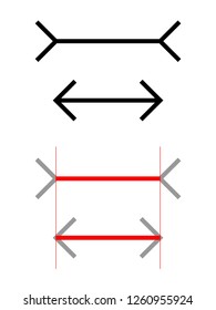 The Muller-Lyer illusion is a optical illusion in which two lines of the same length appear to be of different lengths.