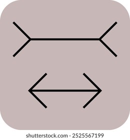 Muller-Lyer illusion. Vector graphic optical illusion. The two horizontal lines are exactly the same length, but the inward and outward pointing arrows make the lower line look shorter