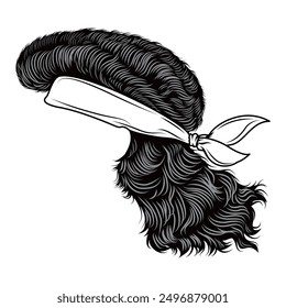 Mullet hair with bandana accessories. improved details