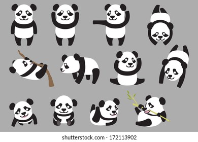 multi action baby panda characters