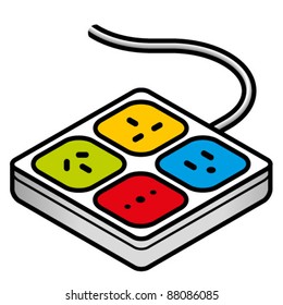A multi adapter power board with four different international sockets