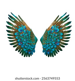 multi angle peacock vector style wings on isolated white background is for poster designs icons and logo.