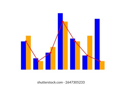Gráfico de barras múltiplas com gráfico de linha Ilustração Para vários projetos 