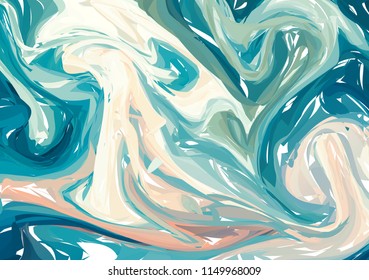 Multi blue abstract background. Ink marbling textures. Hand drawn marble illustrations, ebru aqua paper and silk prints. Traditional Turkish ebru technique. Painting on water