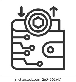 Multi Chain Wallet Outline Icon Vector Illustration