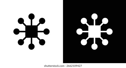 Multi channel icon in flat black solid vector set