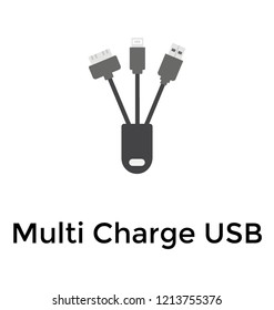 Multi charge usb flat icon design 