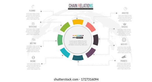 diagrama de color de círculo múltiple sobre fondo silvestre mundial   info-gráfico plano 